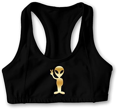 Alien Peace UFO Gravity Gold Logo Women's Oxjwn Yoga Sports Bra