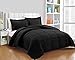 Chezmoi Collection 3-Piece Down Alternative Comforter Set (Oversized King, Black)
