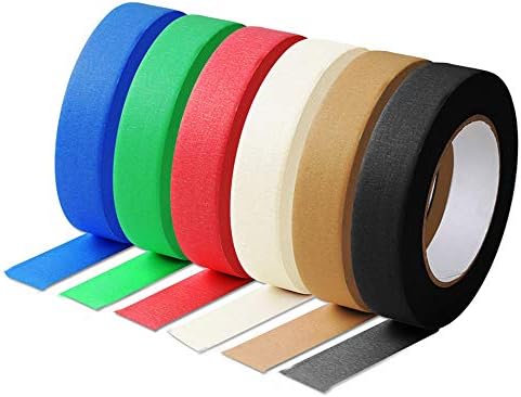 Colored Craft Masking Tape Multi-Colored Set - 6 Packs (1”×60 Yards/roll, Total 360 Yards), Writable Easy Tear No Residue, Perfect Tapes for Coding, Labeling, Fun DIY Art Supplies