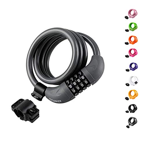 Titanker Bike Lock, Bike Locks Cable 4 Feet Coiled Secure Resettable