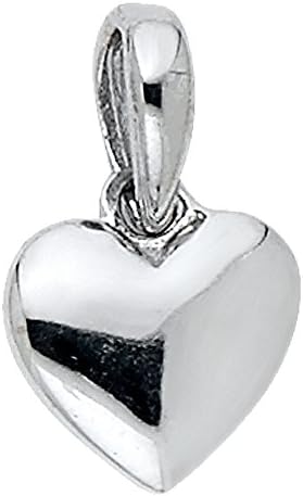 14k White Gold Tiny Puffed Heart Pendant