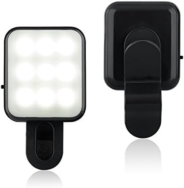 Selfie Phone Light Fill Light DiGDry Protable Mini LED Flash Light with Clip-On USB Charge 2 Adjustable Gears Brightness for Any Cell Phone Table (9 LED Black)