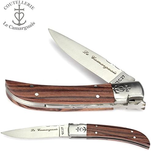 Le Camarguais 20003 - French Handmade Pocket Knife 10 cm - Indian Rosewood Handle - Blade and bolsters Stainless Steel