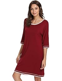 GYS Camisón de dormir con manga 3 4 y cuello redondo para mujer