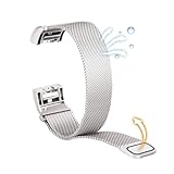 Fitbit Charge 2 Bands, Luxury Milanese Loop Woven Stainless Steel Mesh Closure Bracelet Strap Replacement Wristbands with Strong Magnet Lock for Fitbit Charge 2