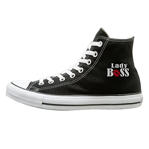 Lady Boss Canvas Shoes High Top Design Black Sneakers Unisex Style