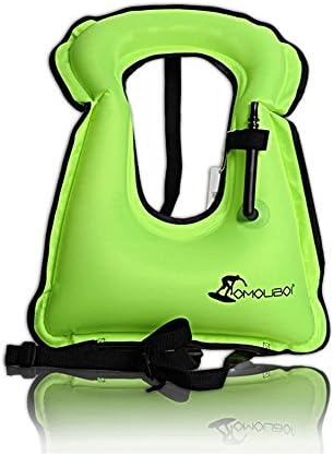 IPOPU Adult Inflatable Snorkel Vest - High Visibility Color Snorkel Jacket for Free Diving Safety (Green)