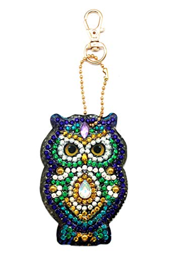 5D DIY Diamond Painting Keychain, 5 pcs Owl Shape, Mosaic Making Full Drill Special Shape Diamond Painting Kit for Bags, Smartphone Straps, 5 Pack - Thumbnail 5