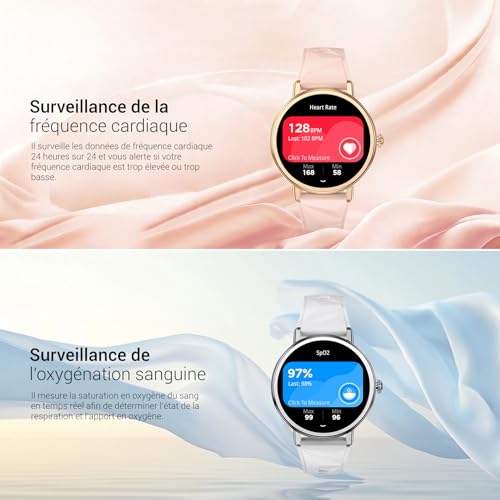 Blackview Women's Smart Watch with Bluetooth Call, 1.26 Inch Smartwatch with Cycle Tracking, 24H Sleep/Heart Rate/SpO2, 100+ Sports Mode, Fitness Pedometer Compatible with Android iOS
