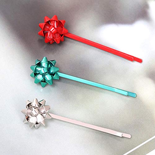 Christmas Gift Bow Hair Clip Hairpin Headdress Hair Bows Alligator Clips Cute Hair Accessories For women 3pairs (silver)