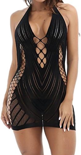Sexy Dress,Salute Fashion Womens See-Through Babydoll Sleepwear Fishnet MeshTemptation Underwear Black
