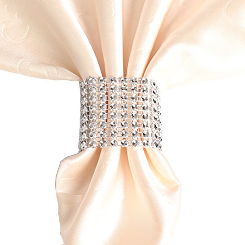 YuanMoon Napkin Rings for Wedding/Shower / Party - Table Decoration Sparkly Adornment Napkin Wraps - 50 PCS Napkin Rings (Silver) - Thumbnail 2