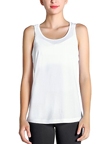 Fastorm Women's 2 Pack Running Tank Tops for Women Active Racerback Dry Fit Tank Top White S