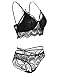klier Sexy Lingerie for Women Lace Babydoll Bodysuit 2 Piece Sexy Bra and Panty Sets Black