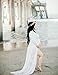 JustVH Maternity Off Shoulder Chiffon Gown Long Sleeve Split Front Maxi Photography Dress White