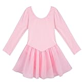 FEESHOW Kids Girls Long Sleeve Gymnastic Ballet Leotard Dance Dress