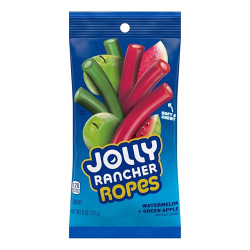 JOLLY RANCHER ROPES WATERMELON AND GREEN APPLE FLAVORED CANDY BAG, 6 OZ