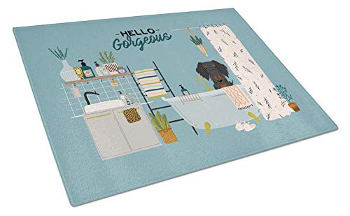 Caroline's Treasures CK7549LCB Black Tan Wire Haired Dachshund in Bathtub Glass…