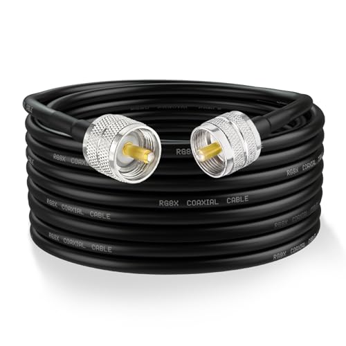 Superbat PL259 RG8X CB Patch Lead 7.6m 50ohm UHF Male to Male Ham Radio HF Coax Cable for HF UHF Ham Radio, Duplexer Tuner, Dummy Load, SWR Meter, Walkie Talkie