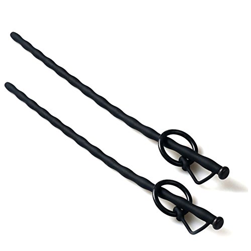 ihreesy Silica Gel Handled Urethral Stretching Bladder Toys Stimulate RelaxingToys for Men Length 35cm (Dia 10mm, Black)