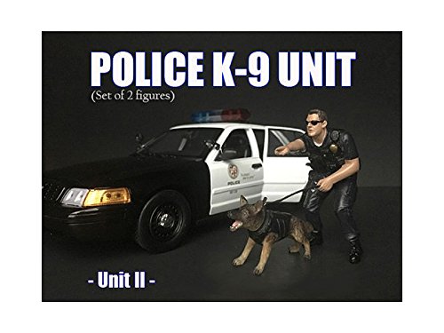 Police Officer Figure with K9 Dog Unit II for 1/24 Scale Models by American Diorama 38264