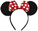 DangerousFX Black with Red Bow and White Polka Dot Minnie Mouse Disney Fancy Dress Ears Head Band
