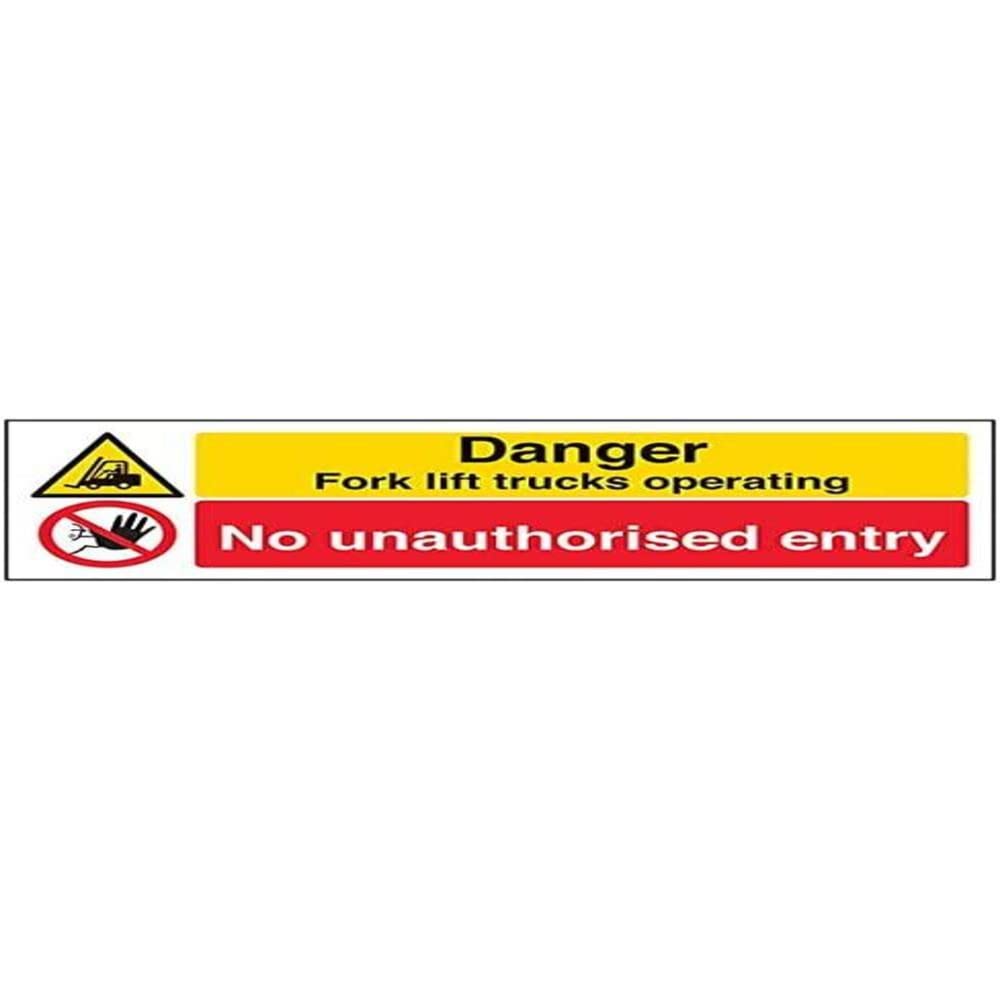 V Safety Eco Friendly Warning Vehicle - fork Lift Trucks Operating No Unauthorised Entry - 600 x 200 mm Safety Sign