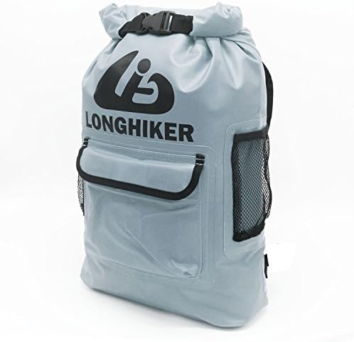 LONGHIKER Waterproof Backpack Dry Bags-Padded Shoulder Straps - Mesh Side Pockets-Easy Access Front Pocket