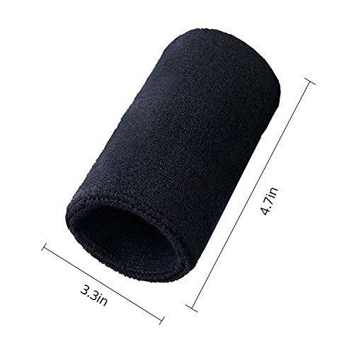 HBY 3 Pairs Long Athletic Thick Cotton Wristband Sweatband for Sports