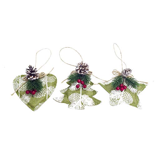 DZT1968  Home Decor Gifts Mini Fabric Pendant Christmas Tree Ornament Party Hanging Decor Shape Heart|Christmas Tree|Five-Pointed Star| Wonderful (Green) - Thumbnail 2