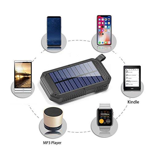 Solar Charger, Dostyle 8000mAh Portable Solar Power Bank External Backup Battery Pack 3 USB Ports Solar Phone charger with 21 LED light Compatible for All Cellphone Samsung Galaxy & Android Devices - Thumbnail 5
