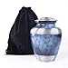 GSM Brands Cremation Urn Holds Adult Human Ashes - Large Handcrafted Funeral Memorial with Striking Blue Design (Aluminum - 10 Inch Height x 8 Inch Width)