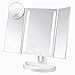 ASSIS Led Lighted Makeup Mirror with 10X Magnifying, Natural LED, Touch Screen and Auto Off Dual Power Supply, 180° Adjustable, Portable Compact Travel Trifold Vanity Mirror(White)