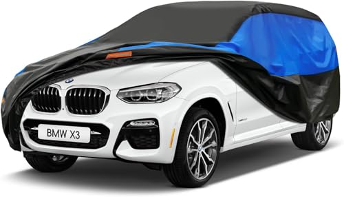 Gunhyi Outdoor SUV Car Cover, Waterproof and Breathable Car Cover Scratch Resistant Rain, Anti-Wind and Dustproof for BMW X3 Audi Q5 Benz Glc Volvo XC60 Stelvio Rav4 (460 to 485 cm) YL