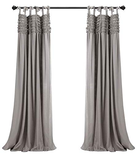 Lush Decor, Graue Lydia Vorhänge mit Rüschen, Fenster-Set für Wohnzimmer, Esszimmer, Schlafzimmer, 241,3 cm, 101,6 cm, 1 Paar