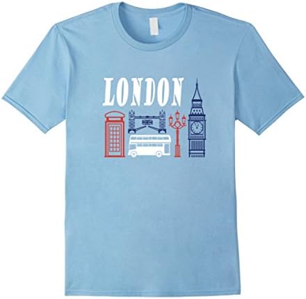 Mens I Love London T-shirt | UK Bold and Strong Big Ben UK Flag Small Baby Blue