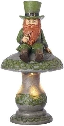 Roman 16.5″ H Leprechaun ON Mushroom LED Photo voltaic