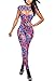 Cfanny Women's Cutout Front Digital Print Legging Bodycon Jumpsuit