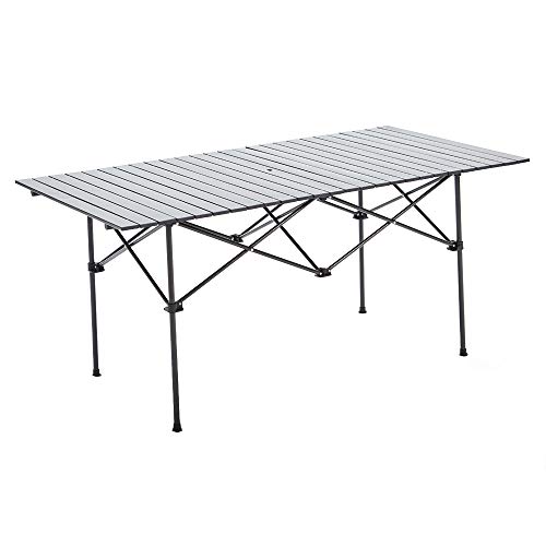 RORAIMA Easy Setup Compact Aluminum Camping Folding Party Table 120 Lbs Capacity Great Outdoor Camping, BBQ Party in Your Backyard Also Suitable Family 6-8 Product Size 60″x 31.5″x 27