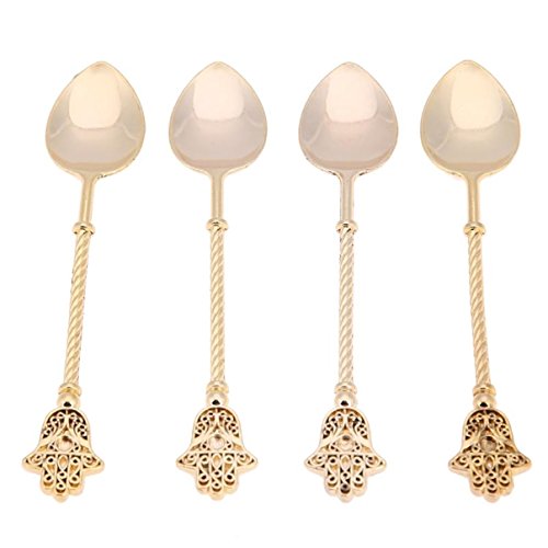 1 Set (4 Pcs/Set) Vintage Gold Alloy Royal Style Retro Spoons
Professional Coffee Latte Tea Ice Cream Sundae Dessert Soup Teaspoon
Tableware Dashing Popular Pocket Forks Holder Kitchen Decor Tools Kit
