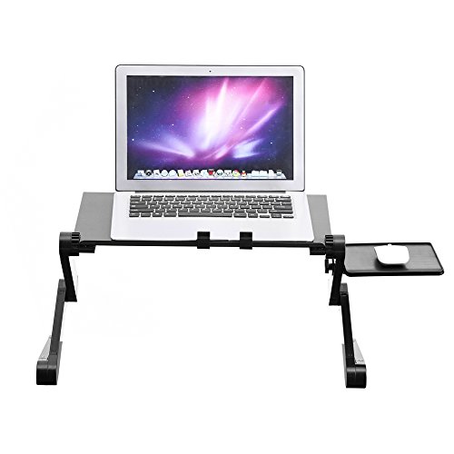Laptop Stand for Bed and Sofa, Cozy Portable Lap Desk Adjustable Laptop Table Stand Up/Sitting with Dual CPU Cooling Fans and Mouse Pad (Black) - Thumbnail 5