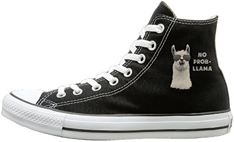 Huanci No Problem Llama High Top Skate Unisex Flat Canvas Shoes Sneaker 44 Black