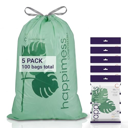 happimess Douglas 20-Count Unscented 13.2 Gal Trash Bags, Green, Pack of 5