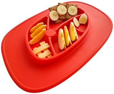 EZY ACTIVE - Non Slip Silicone Placemat for babies ,toddlers &amp; kids , BPA- Free FDA Approved | Highchair or Table | Plate for Restaurant &amp; Travel - Red