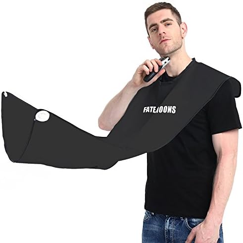 Beard Apron Bib for Trimming and Shaving FATEMOONS Hair Clippings Catcher &amp; Grooming Cape Apron(Black)