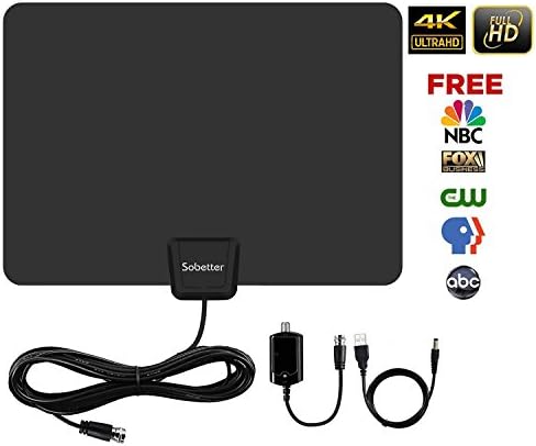 Digital HD TV Antenna 50-80 Miles Range [2018 Upgraded] Compatible 4K 1080P Free TV Channels,Powerful Detachable Amplifier Signal Booster - Longer Coax Cable for All TVs
