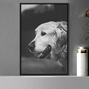 signwin Framed Canvas Wall Art Duotone Pupper Animals...