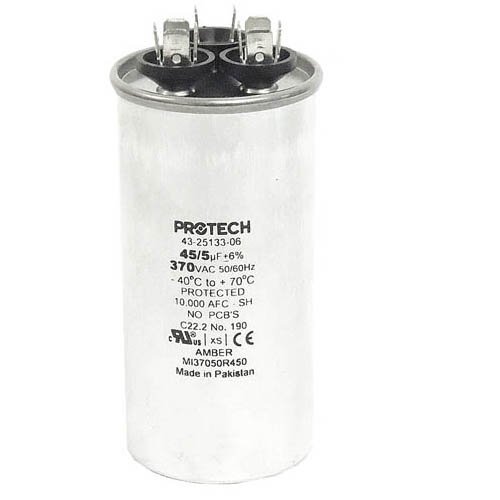 43-23204-41 -Rheem OEM Round Replacement Dual Run Capacitor 45 + 5 UF/MFD 370 Volt by OEM Replm for Rheem