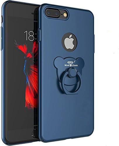 CALLANY Ultra Slim Hard Cover Case for iPhone6/6s/6s plus/iPhone7/7plus with Little Bear Finger Ring Stand (iPhone7, Blue)
