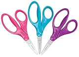 Fiskars 5 Inch Pointed-tip Kids Scissors 3 Pack, Warm